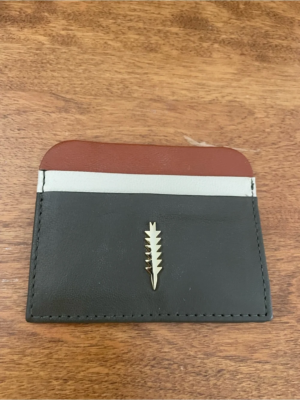 Thacker Leather Zip Pouch with small zip pouch in Olive Green